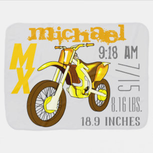 Dirt Bike Motorcycle Name Typography Baby Stats Blanket