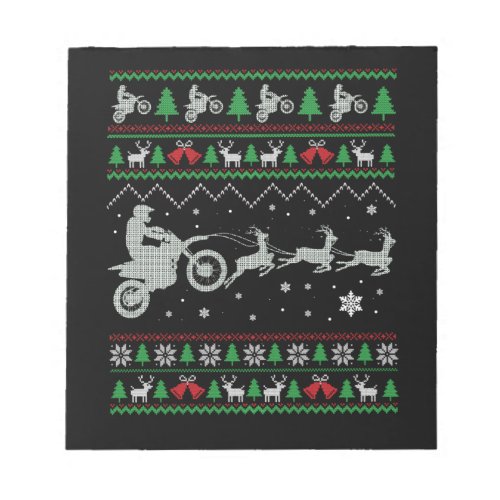 Dirt Bike Motorcycle Pajama Ugly Christmas Biker G Notepad