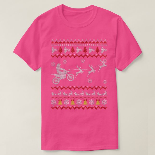 Dirt Bike Motorcycle Pajama Ugly Christmas Biker G T-Shirt (Design Front)