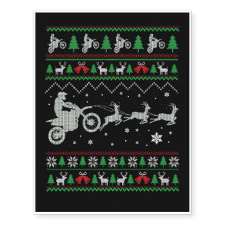 Dirt Bike Motorcycle Pajama Ugly Christmas Biker G Temporary Tattoos