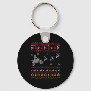 Dirt Bike Motorcycle Pajama Ugly Christmas Biker Keychain
