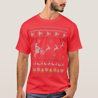 Dirt Bike Motorcycle Pajama Ugly Christmas Biker T-Shirt