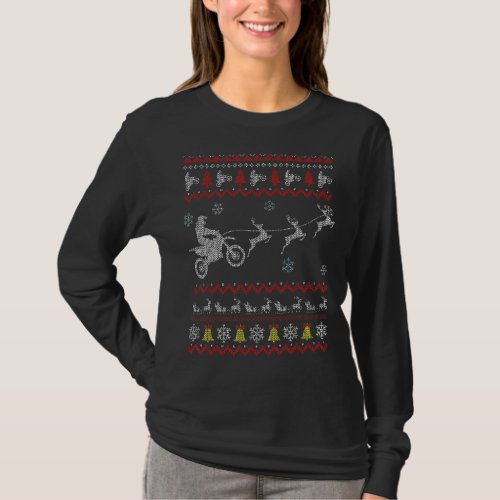 Dirt Bike Motorcycle Pajama Ugly Christmas Biker T_Shirt