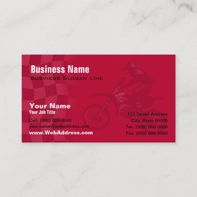 Dirt Bike, Motorcycle Racing, MX Team Contact Business Card (Front)