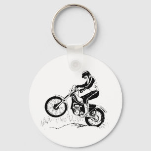 Dirt Bike Motorcycle Rider Black Silhouette Keychain