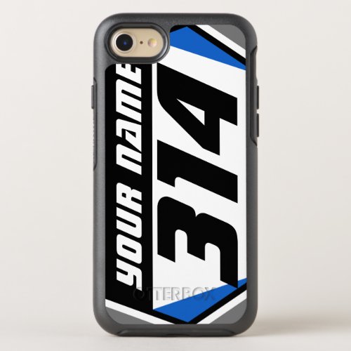 Dirt Bike MX Racing Number _ Blue _ Black Number OtterBox Symmetry iPhone SE87 Case