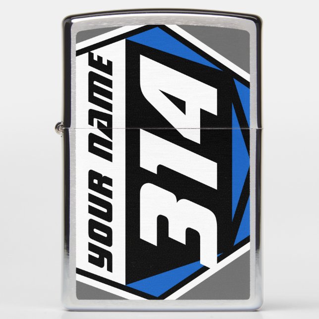 Dirt Bike MX Racing Number - Blue - White Number Zippo Lighter (Front)
