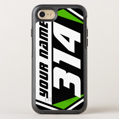 Dirt Bike MX Racing Number _ Green _ White Number OtterBox Symmetry iPhone SE87 Case