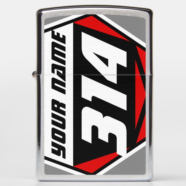 Dirt Bike MX Racing Number - Green - White Number Zippo Lighter (Front)