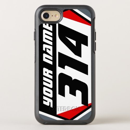 Dirt Bike MX Racing Number _ Red _ Black Number OtterBox Symmetry iPhone SE87 Case
