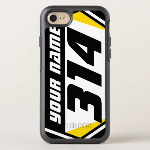 Dirt Bike MX Racing Number _ Yellow _ Black Number OtterBox Symmetry iPhone SE87 Case