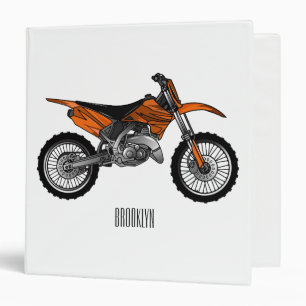 Dirt bike off-road motorcycle / motocross cartoon 3 ring binder