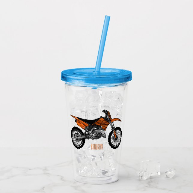 Dirt bike off-road motorcycle / motocross cartoon acrylic tumbler (Back Ice)
