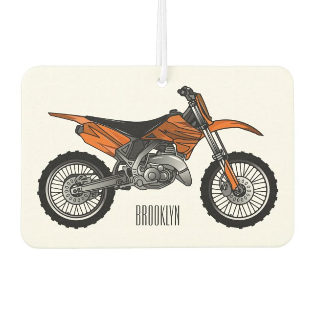 Dirt bike off-road motorcycle / motocross cartoon air freshener (Front)
