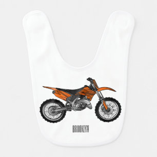 Dirt bike off-road motorcycle / motocross cartoon baby bib