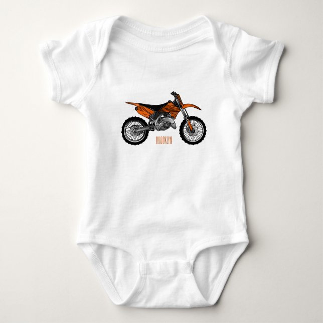 Dirt bike off-road motorcycle / motocross cartoon baby bodysuit (Front)