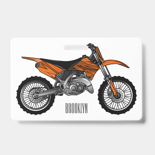 Dirt bike off-road motorcycle / motocross cartoon badge (Front)