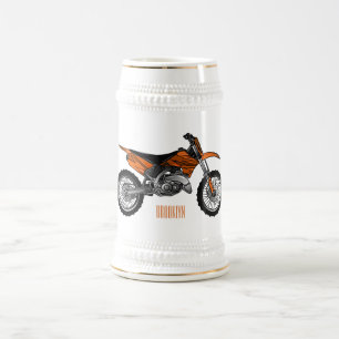 Dirt bike off-road motorcycle / motocross cartoon beer stein