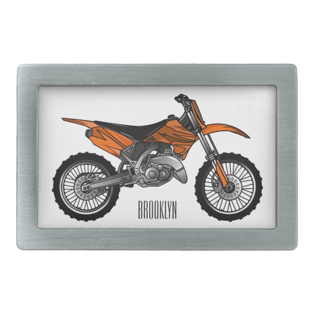 Dirt bike off-road motorcycle / motocross cartoon belt buckle (Front)
