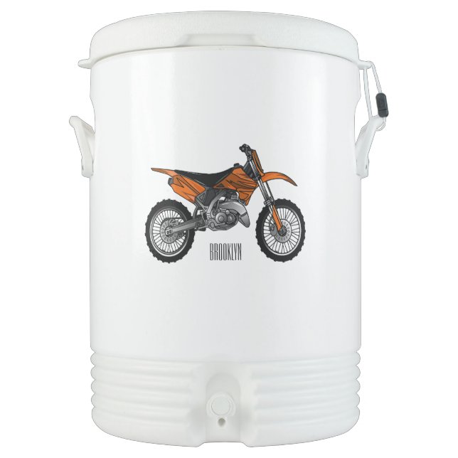 Dirt bike off-road motorcycle / motocross cartoon beverage cooler (Front)