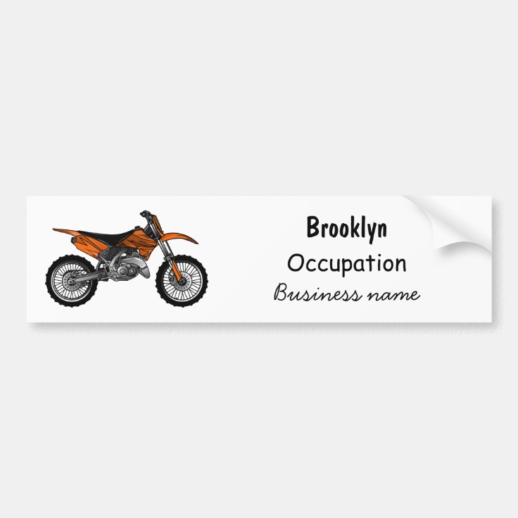 Dirt bike offroad motorcycle / motocross cartoon bumper sticker Zazzle