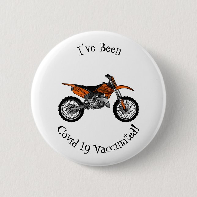 Dirt bike off-road motorcycle / motocross cartoon button (Front)