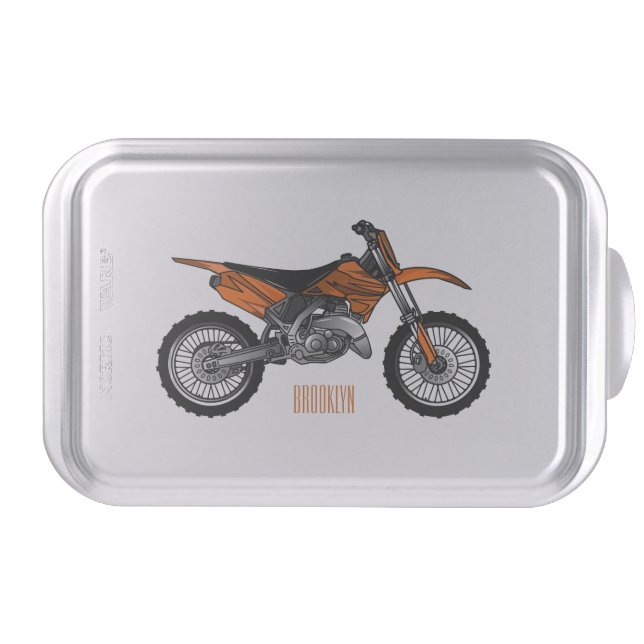 Dirt bike off-road motorcycle / motocross cartoon cake pan (Front)