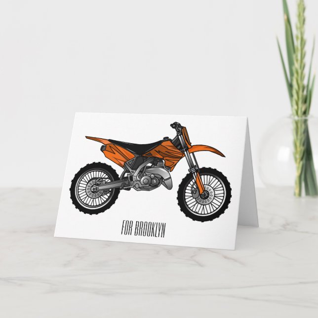 Dirt bike off-road motorcycle / motocross cartoon card (Front)