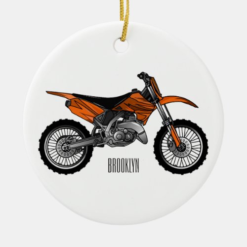 Dirt bike off_road motorcycle  motocross cartoon ceramic ornament