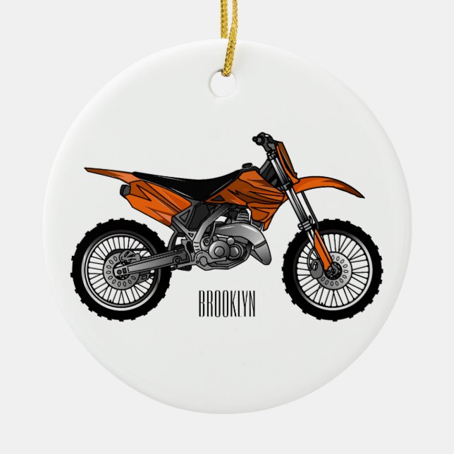 Dirt bike off-road motorcycle / motocross cartoon ceramic ornament (Front)