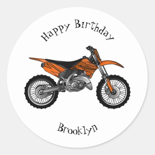 Dirt bike off_road motorcycle  motocross cartoon classic round sticker