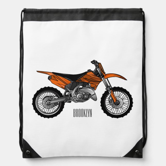 Dirt bike off-road motorcycle / motocross cartoon drawstring bag (Front)