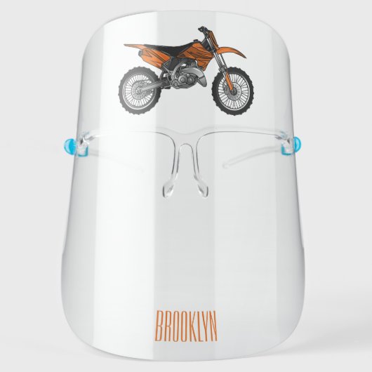 Dirt bike off-road motorcycle / motocross cartoon face shield (Front)