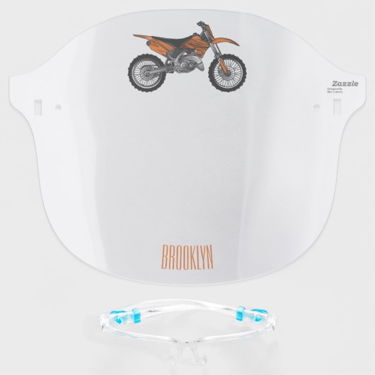 Dirt bike off-road motorcycle / motocross cartoon face shield (Front w/Glasses)