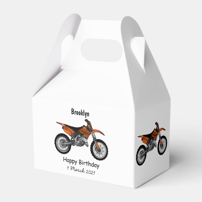 Dirt bike off-road motorcycle / motocross cartoon favor boxes (Front Side)