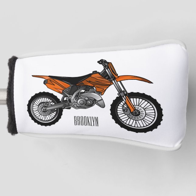 Dirt bike off-road motorcycle / motocross cartoon golf head cover (Front)