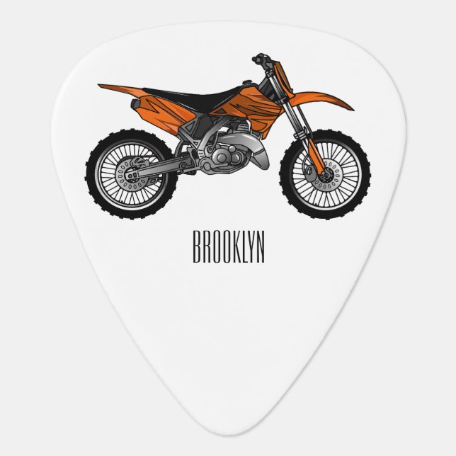 Dirt bike off-road motorcycle / motocross cartoon guitar pick (Front)