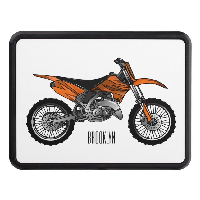Dirt bike off-road motorcycle / motocross cartoon hitch cover (Front)