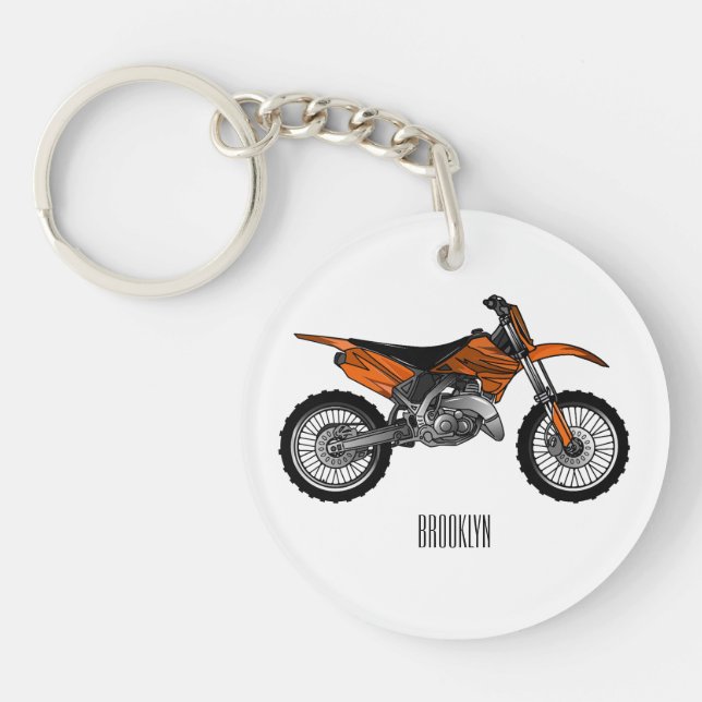 Dirt bike off-road motorcycle / motocross cartoon  keychain (Front)