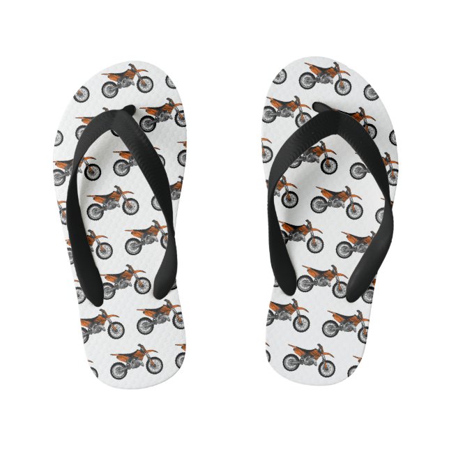 Dirt bike off-road motorcycle / motocross cartoon kid's flip flops (Footbed)