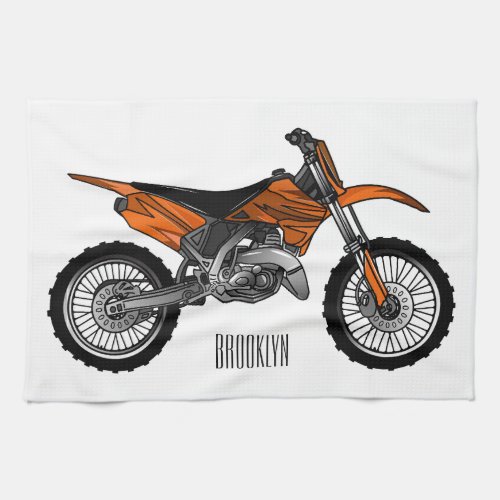 Dirt bike off_road motorcycle  motocross cartoon  kitchen towel