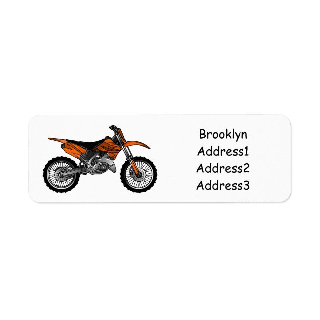 Dirt bike off-road motorcycle / motocross cartoon label (Front)