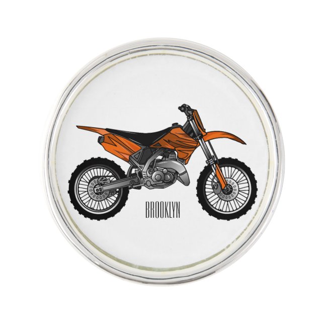 Dirt bike off-road motorcycle / motocross cartoon lapel pin (Front)