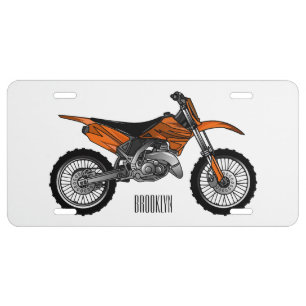 Dirt bike off-road motorcycle / motocross cartoon license plate