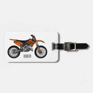 Dirt bike off-road motorcycle / motocross cartoon luggage tag