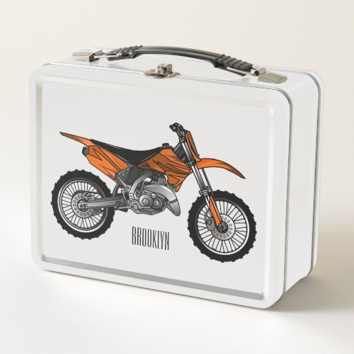 Dirt bike off_road motorcycle  motocross cartoon metal lunch box