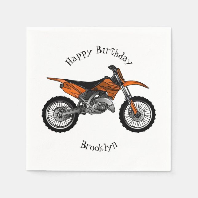 Dirt bike off-road motorcycle / motocross cartoon napkins (Front)
