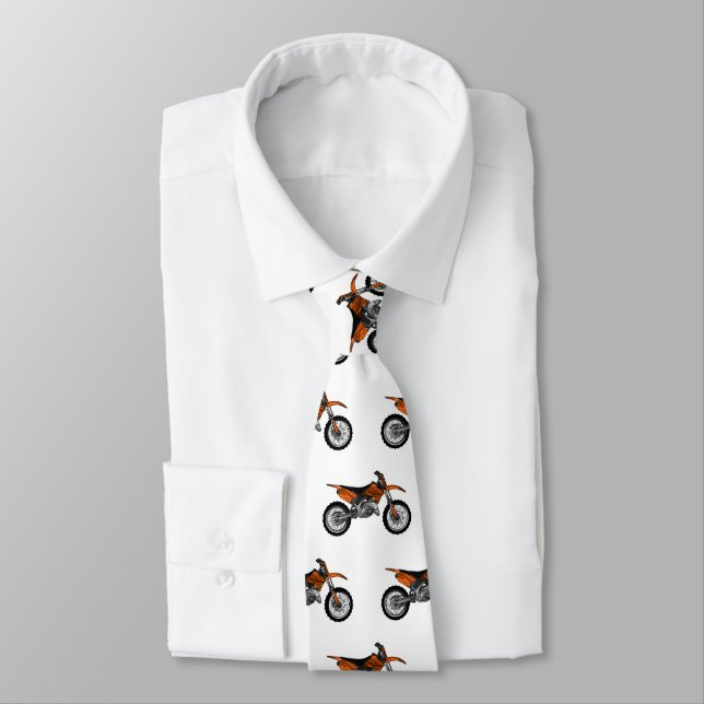 Dirt bike off-road motorcycle / motocross cartoon neck tie (Tied)