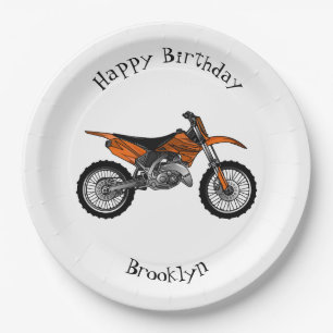 Dirt bike off-road motorcycle / motocross cartoon paper plates