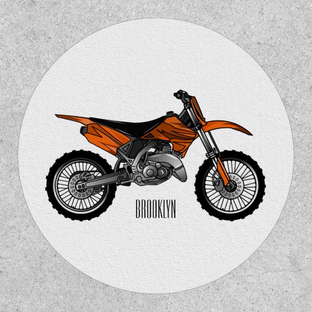 Dirt bike off-road motorcycle / motocross cartoon patch (Front)